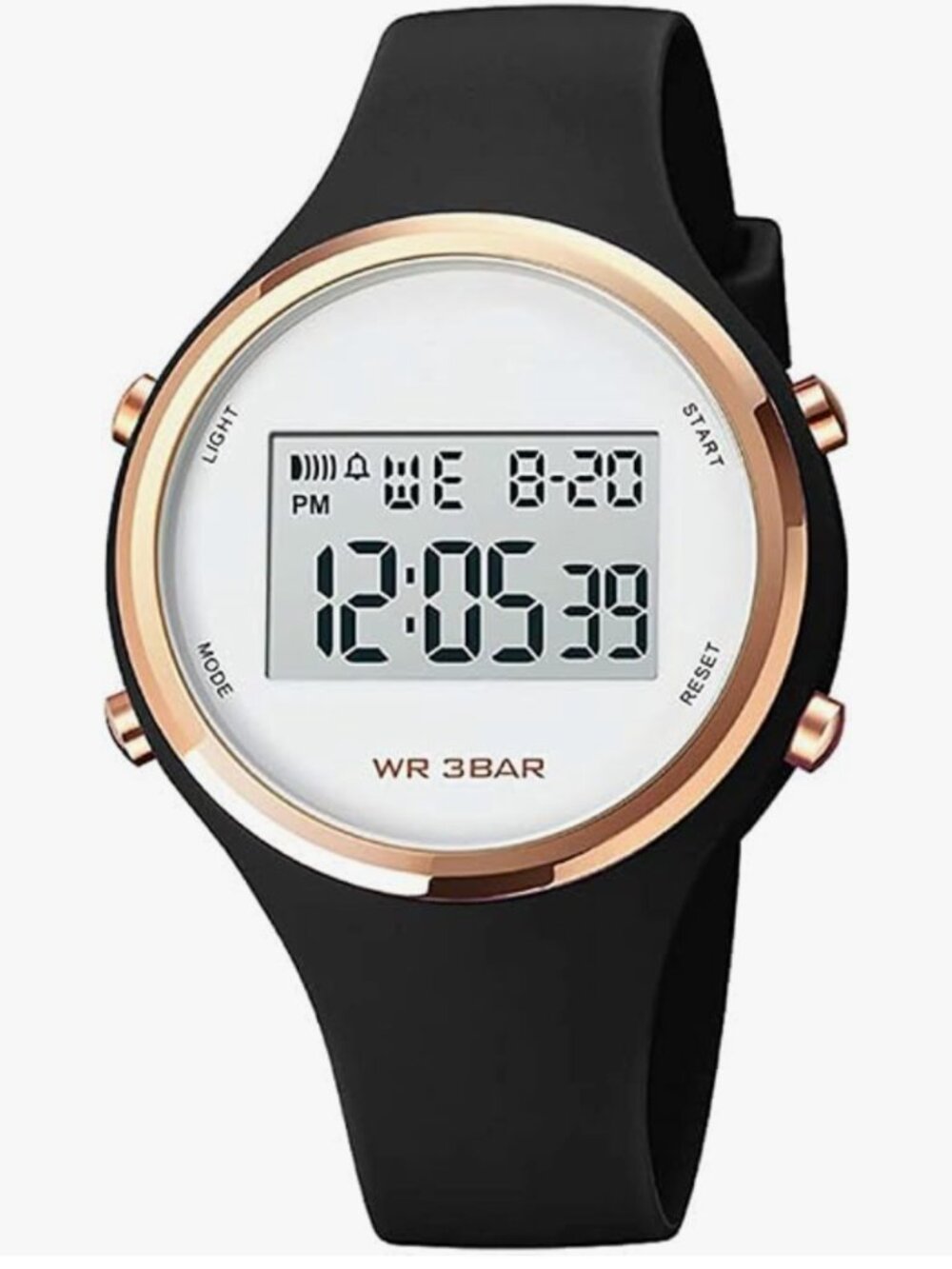 Black Digital Sport Watch 3ATM Waterproof LED Backlight Like New